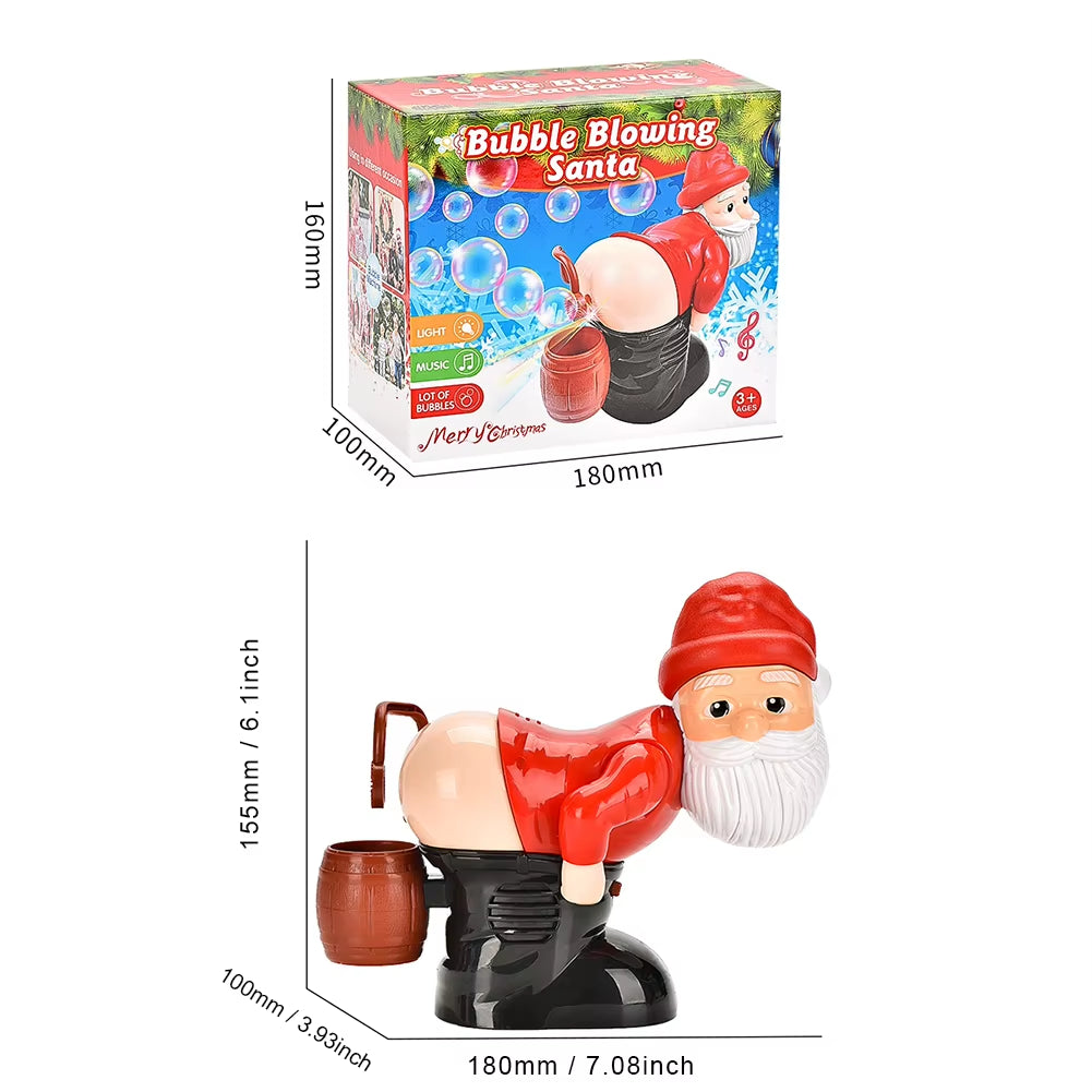 Christmas Butt Bubble Machine with Music & Light Electric Fart Santa Toy Novelty Xmas Gift for Boys Girls